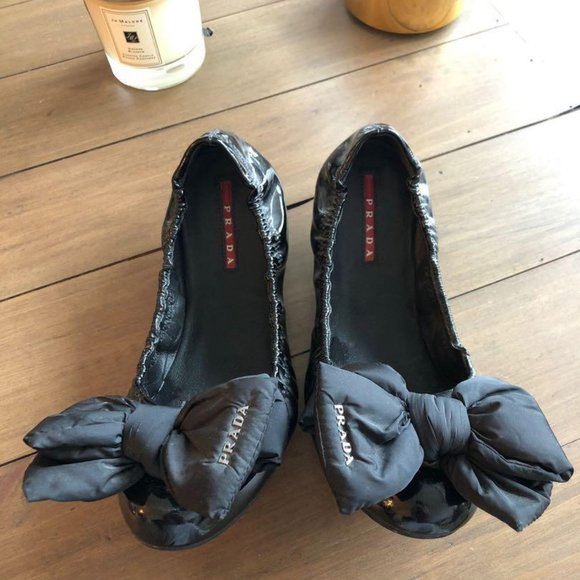 Prada Shoes - Prada Black Patent Leather Ballet Flats